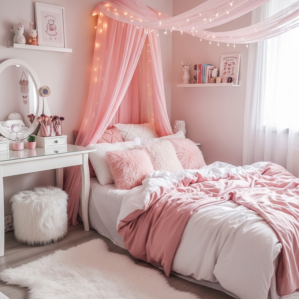 11 Bedroom Ideas With Aesthetic, Pink and White