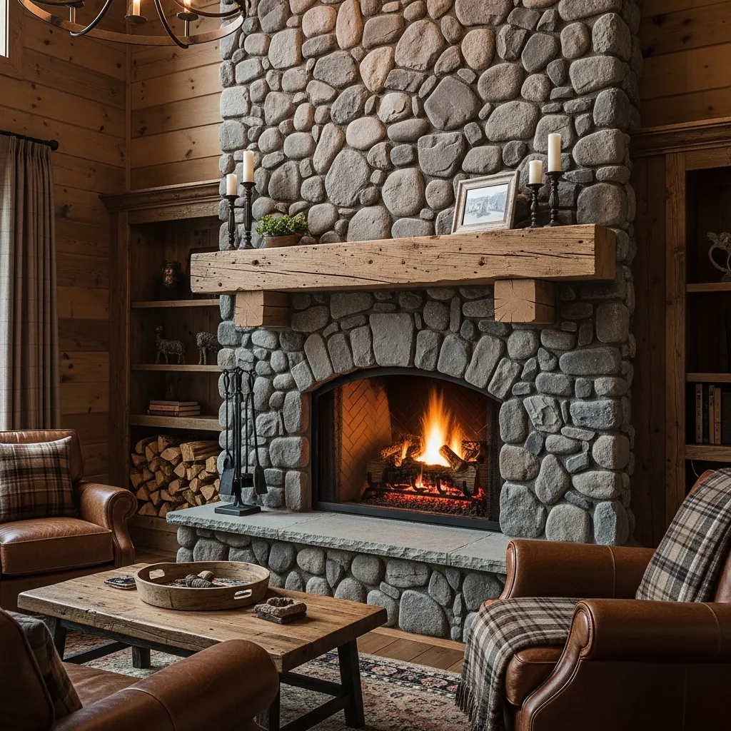 11 Cozy River Rock Fireplace Ideas for a Warm Rustic Home