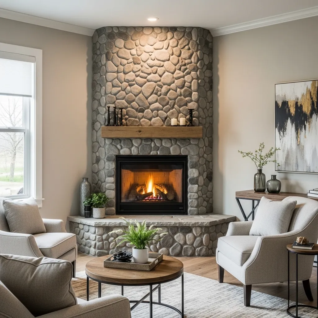 11 Cozy River Rock Fireplace Ideas for a Warm Rustic Home