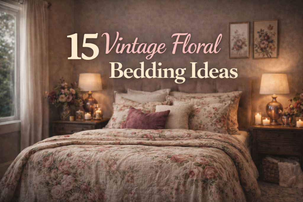 15 Vintage Floral Bedding Ideas - cozy bedroom with floral quilt and pillows